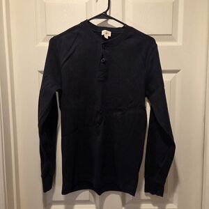 J.Crew Heritage Rib-Knit Black Henley Long Sleeve T-Shirt Size XS Extra Small